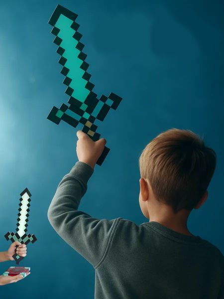 Меч Майкрафт Алмазний з підставкою і підсвіткою на акумуляторі Minecraft Diamond Sword Нічник Світильник Sword фото