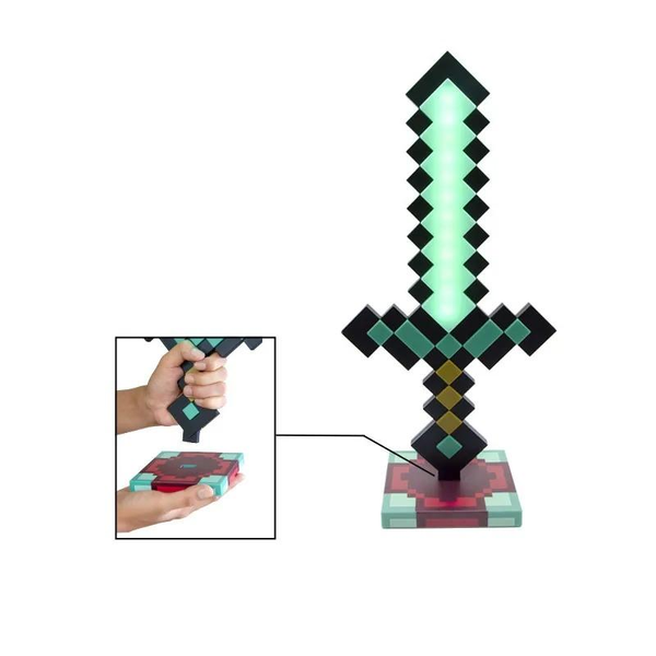 Меч Майкрафт Алмазний з підставкою і підсвіткою на акумуляторі Minecraft Diamond Sword Нічник Світильник Sword фото