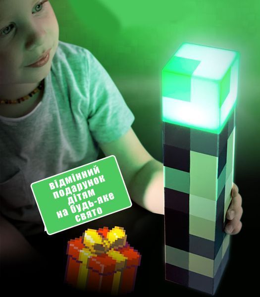Факел Майнкрафт нічник Minecraft світильник LED на акумуляторі 4 кольори світіння fkl фото