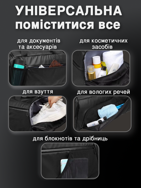 Спортивна сумка &mdash; рюкзак 2 в 1 Преміум Трансформер з відділом для взуття та вологих речей, для тренувань, фітнесу, спортзалу, басейну та подорожей SSBag фото