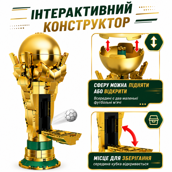 Конструктор Кубок Чемпіонату світу з футболу FIFA 2026 &laquo;Золотий футбольний кубок&raquo; на 446 деталей CUP фото