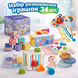 Розвиваючий набір для немовлят Kindergods брязкальце, гризунець, тактильні сенсорні кубики, пірамідка, серветниця шелестка на 34 елементи   UniC фото 1