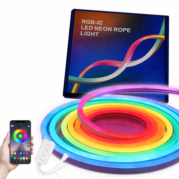 Розумна гнучка неонова світлодіодна стрічка Neon RGB-IC 5 м з Bluetooth адаптером і синхронізацією музики Neon фото