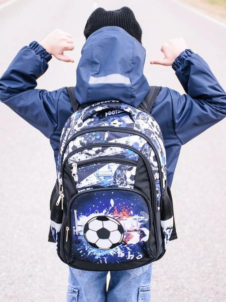 Шкільний ортопедичний дитячий рюкзак для хлопчиків Football Ball для хлопчика в школу 1-5 клас чорний ballbackpack фото