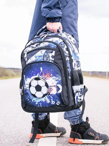 Шкільний ортопедичний дитячий рюкзак для хлопчиків Football Ball для хлопчика в школу 1-5 клас чорний ballbackpack фото