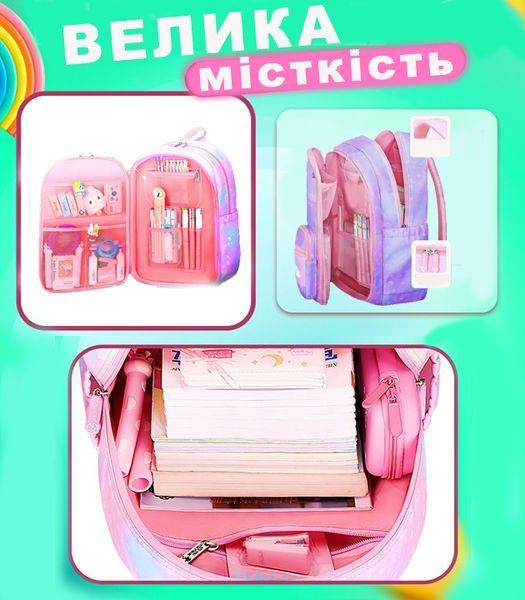 Дитячий Шкільний рюкзак для дівчат Rainbow Med для дівчинки Веселка єдиноріг квіти Фіолетовий fiolet фото