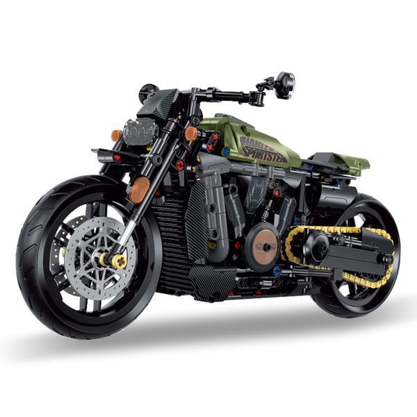 Конструктор мотоцикл Harley Davidson на 590 деталей Харлей Масштаб 1:8  Зелений harley фото
