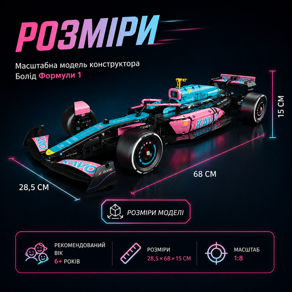 Конструктор гоночний болід формула 1 BWT Alpine A525 Formula 1 Technic на 1642 деталей FORMALP фото