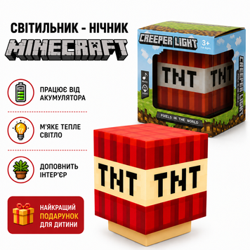 Нічник Minecraft TNT &ndash; LED світильник блок ТНТ з ефектом звуку та підсвіткою на акумуляторі tntlight фото